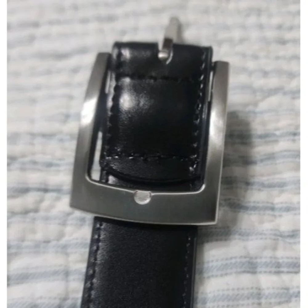 Sportoli Classic Leather Belt Black Single Prong silver Buckle Mens Belt Size 40